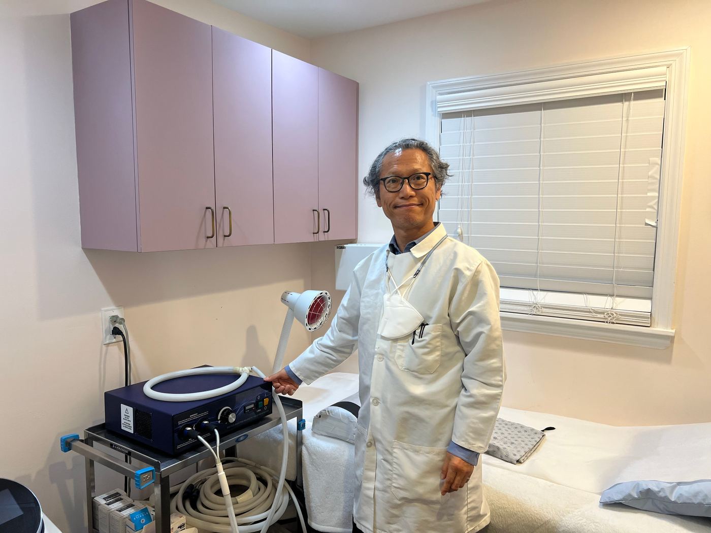 Dr. Doweon Park in a NY PAPA Acupuncture treatment room in Hicksville, NY